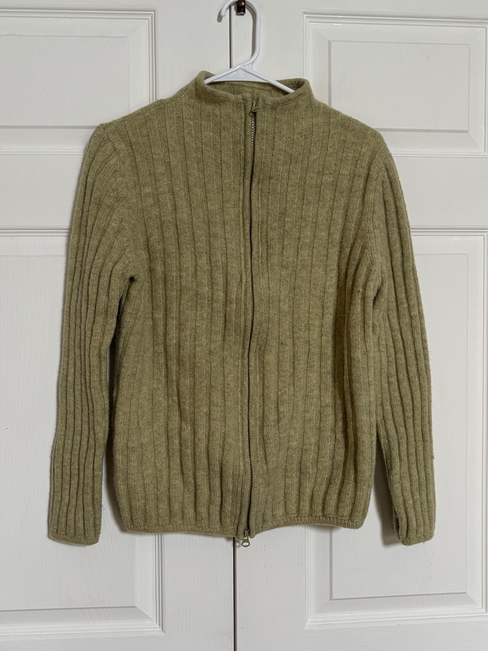 Vintage Caslon Men’s XL 100% Wool Ribbed Full Zip Sweater Sage Green